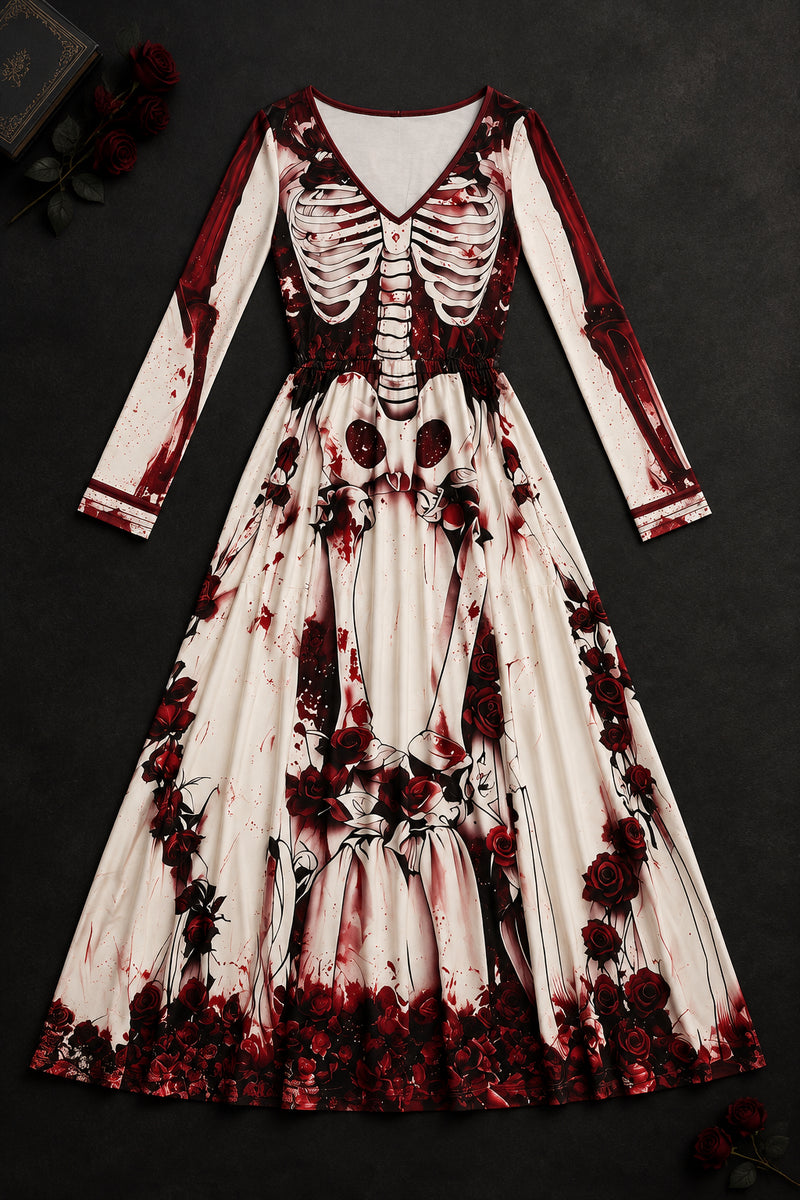 Robe chemise d'Halloween pour femme avec squelette et citrouille